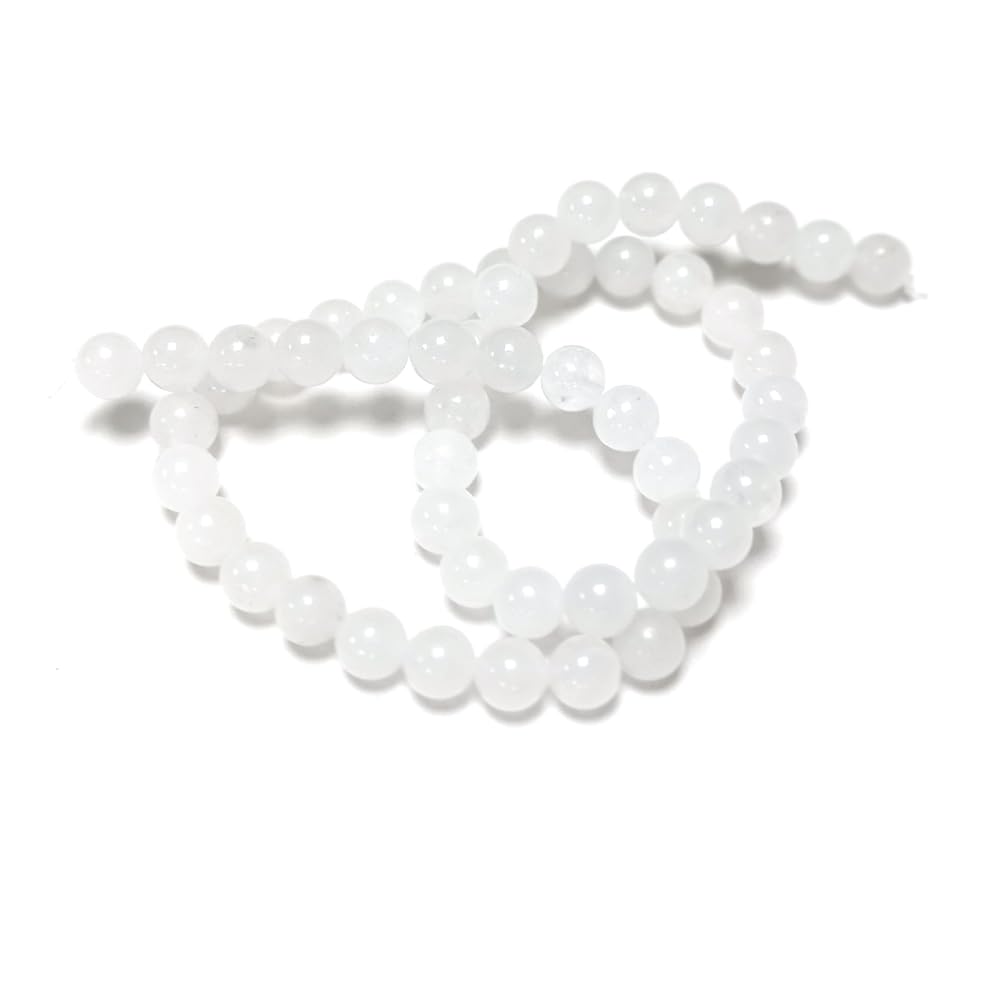 Snow Quartz White 6mm Smooth Rounds, Grade A, Natural Authentic Gemstone Beads, 1mm Hole, Strand of 64+