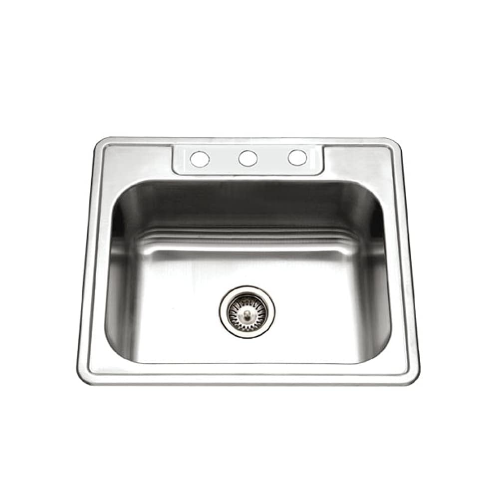 Houzer Glowtone Einbauspüle 2522-9BS3-1 mit 63,5 cm, Edelstahl, 3 Löcher, Einzelbecken, T ca.23 cm