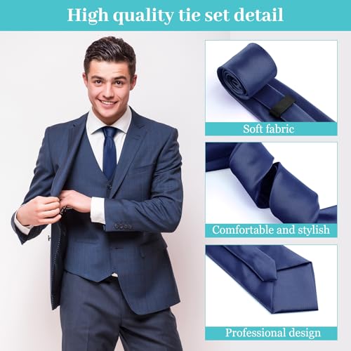 Image of Syhood 6 /12 /24 Pcs Men Ties Set Solid Satin Pure Color Business Formal Necktie Tie 57 inch for Men Occasion Wedding