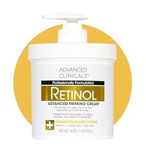 Advanced Clinicals Retinol Body Lotion & Face Moisturizer | Visible Anti Aging Skin Care Retinol Body Cream For Women & Men Targets Look Of Fine Lines, Wrinkles, & Crepe Looking Dry Skin, 16 Ounce