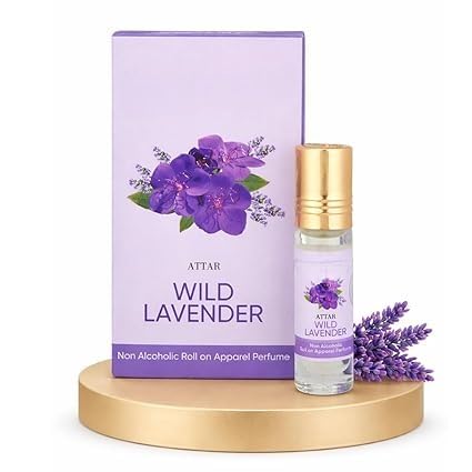 Wild Lavender Attar - 6ml Alcohol-Free Natural Roll-On Perfume - Long-Lasting Floral Fragrance for Men & Women - Calming Scent for Daily Use