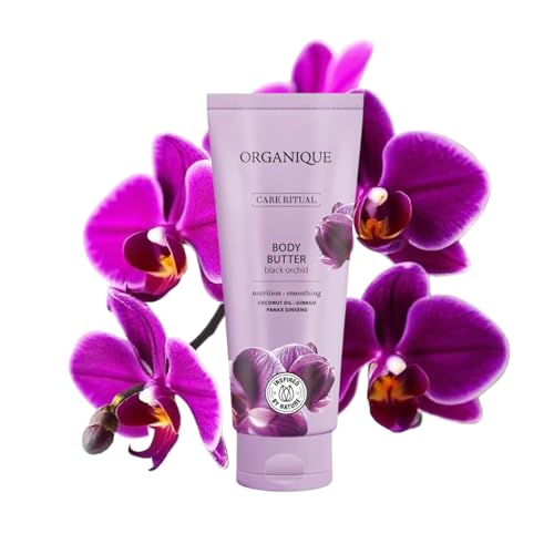 Organique Black Orchid Body Butter | Nourishing and Smoothing Moisturiser with Shea Butter, Sesame Seed Oil, Ginseng Extract, Ginkgo Biloba, Vitamin B5 & E | Deep Hydration and Radiant Skin (200 ml)