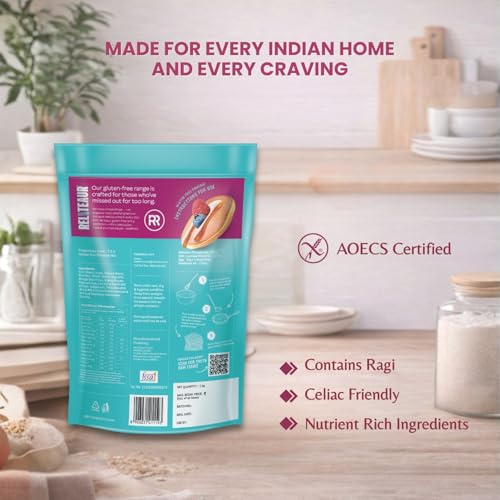 Image of Reliteaur Foods Gluten Free Pancake Mix (1KG) | No Maida | Ragi, Rice & Bengal Gram | For Waffles And Pancakes |AOECS Certified | No Allergen | Quick And Easy (Pack Of 2)