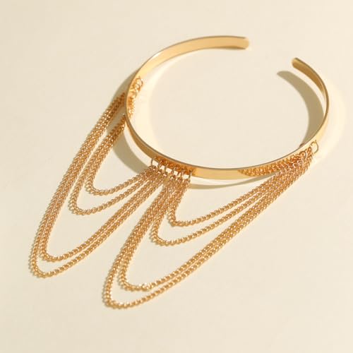 Xerling Chains Tassel Arm Bracelets Open Cuff Armband Armlet Boho Upper Arm Band Jewelry for Women4