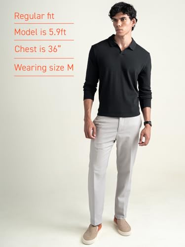 Image of DAMENSCH Statement Popcorn Johnny Collar Full Sleeve Polo with Premium Cotton Blend, Popcorn Texture, Colours by High-IQ Dyes Heavy Weight Fabric T-Shirt for Men