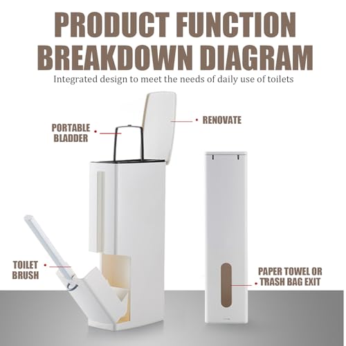 Cubo de basura estrecho rectangular ideal para organizar baños pequeños 6