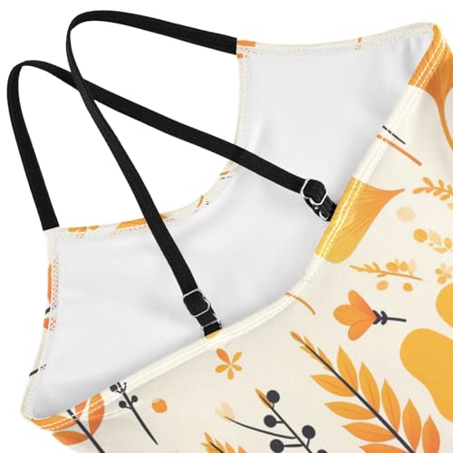 KLL Ginkgo Leaves Cutoddler Girl 1 Piece Swimsuits Beach Swimming Suits with Adjustable Straps Quick Dry4