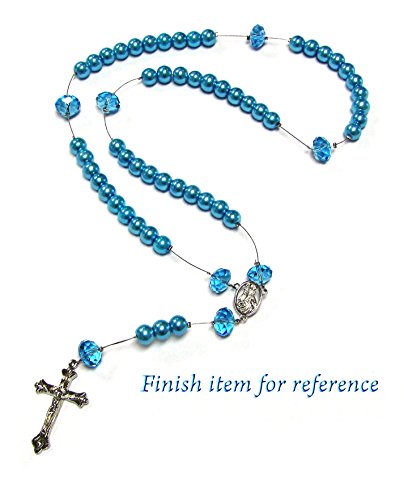 Linpeng Crystal & Pearl Beads Rosary Diy Kit, Turquoise Blue #TOP2