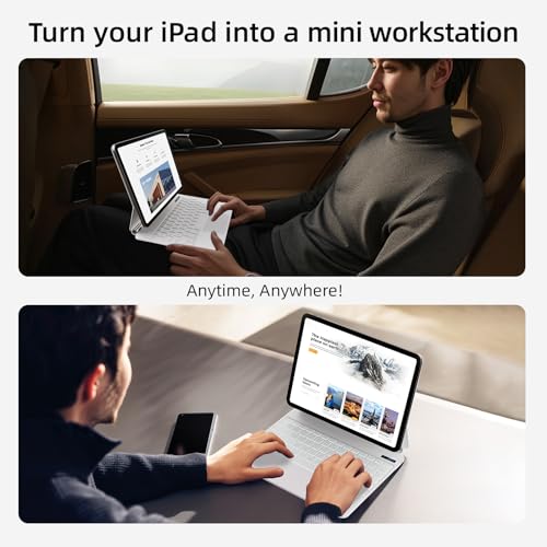 Image of for iPad Pro 13 inch M5 2025 & M4 2024 case with keyboard M4,Magnetic Attach,Multi-Gesture Trackpad,7-Color Backlit,Shortcut Keys,Auto sleep /awake,Magic Keyboard for iPad Pro 13-inch M4 2024,White