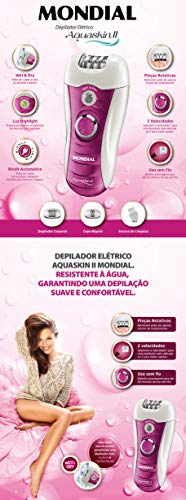 Depilador Elétrico Mondial, Aquaskin II, Bivolt, Branco/Rosa - DP-04