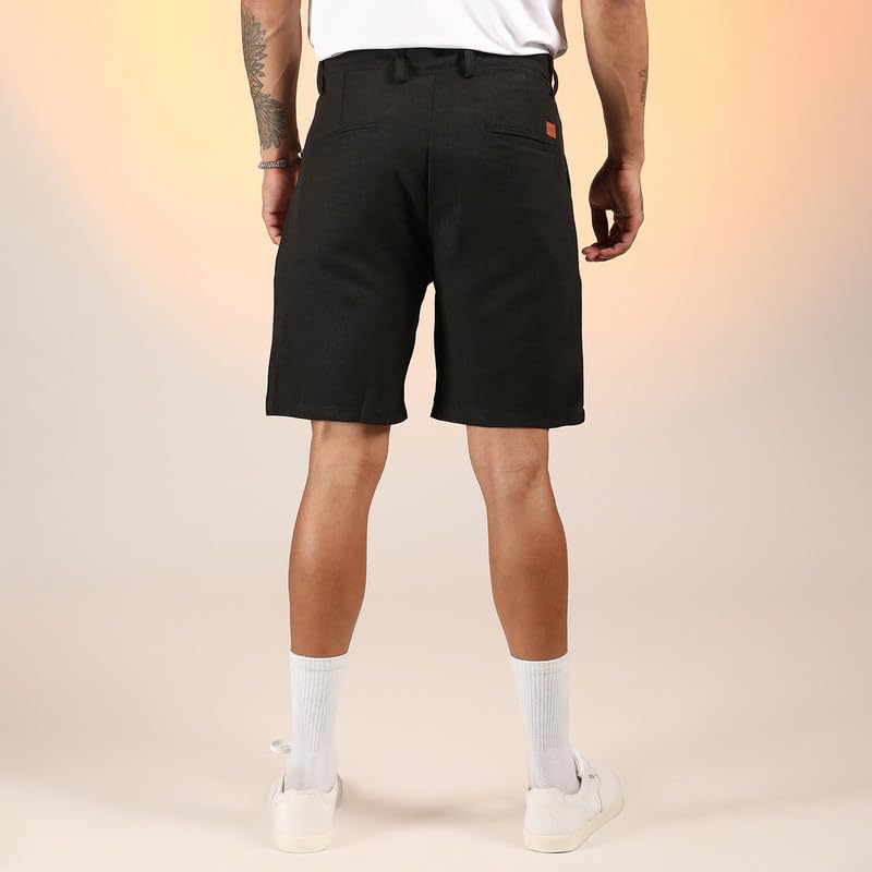 Image of CAHOOT Men's Wrinkled Tailored Shorts for Casual Wear | Mid-Rise | Regular Fit | Button Closure | Shorts Crafted with Comfort Fit for Everyday Wear