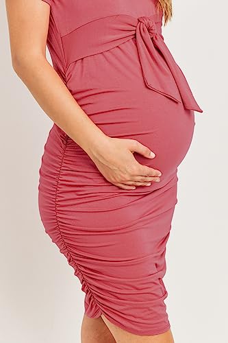 Laclef Womens Knee-Length Maternity Short Sleeve Bodycon Dress With Tie Front thumb #7