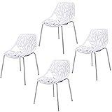 Sandinrayli Set of 4 White Side Dining Chair 30.7' Height Birds Nest Chairs for Dining Room Waiting Room Kitchen Living Room