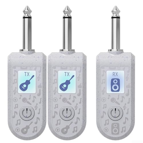 Kabelloses Gitarrensystem, 2,4 G wiederaufladbarer Sender und Empfänger, wiederaufladbares digitales Instrumentensystem für Gitarren und Bass (zwei)