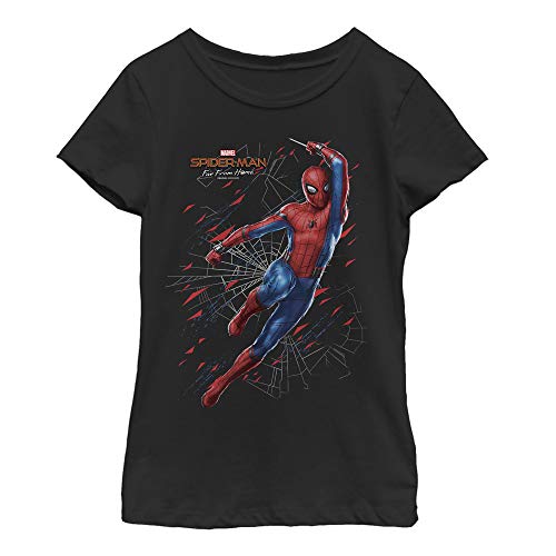 T-shirt Spider-Man Marvel pour fille en coton noir taille M style Web Shatter