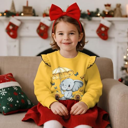 Toddler Girls Ruffles Shirts 1t-8t Long Sleeve Fall Blouses Crew Neck Tops Winter Sweatshirt for Holiday Party3