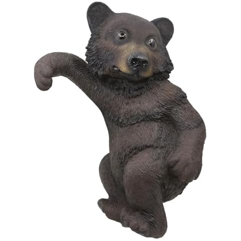 BELLA HAUS DESIGN Black Bear Cub Fence Hanger | Outdoor Climbing Black Bear Baby Cub Statue | Detailed Garden Decor for Log Cabin, Patio, Porch, Fence, Window | Resin 10 inches (Black Bear) Cover