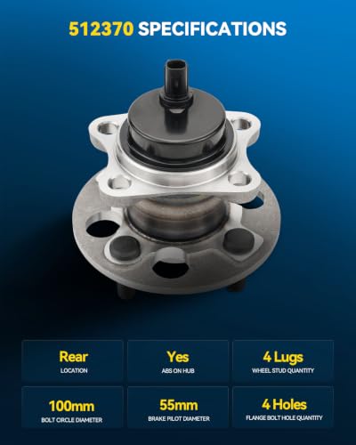 Image of PHILTOP 512370 x1 Rear Wheel Bearing Hub Assembly for Toyota Yaris