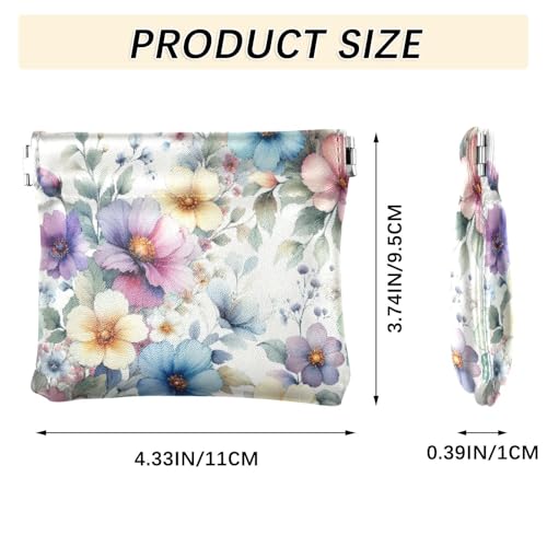 Colorful Flowers Coin Purse Leather Pouch Change Purse, Squeeze Coin Pouch for Cards, Keys & Lipsticks, Unisex3