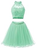BessDress Two Piece Lace Bodice Short Homecoming Dresses Beads Prom Dresses BD134
