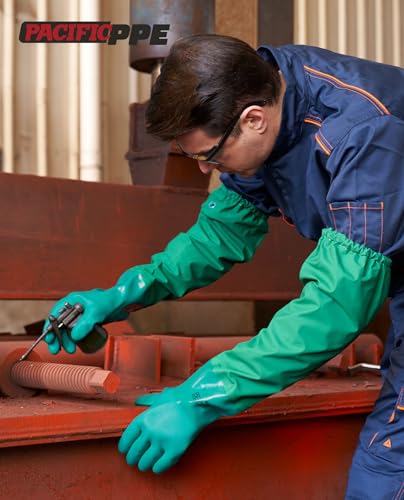 PACIFIC 66cm Wiederverwendbare Lange Teichhandschuhe, Abflussreinigungshandschuhe mit Vollem Arm, Heavy-Duty, Maschinen, Industrie, L