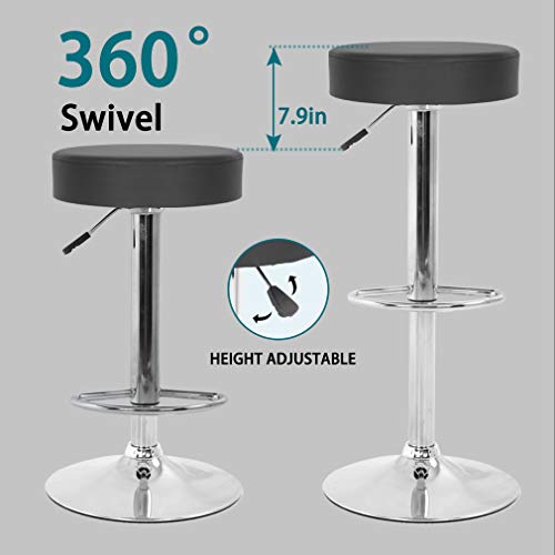 Bestoffice Modern Bar Stool Set Of 2 Pub Barstools Height Adjustable Counter Stools Bar Chairs Swivel Bar Stool Home Kitchen Stools Pu Leather Hydraulic Dining Room Chairs (Black) #TOP2