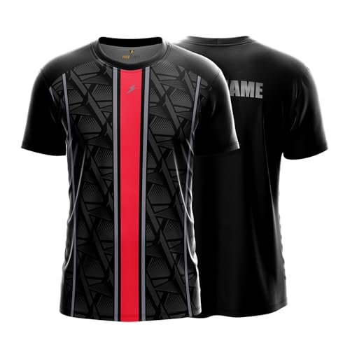 Image of YOURJERSEY Custom Sports Jersey for Men Personalised Cricket /Football /Badminton T-Shirt Customise Name, Dry-Fit Fabric Sizes 2Y-4XL Custom T-Shirt