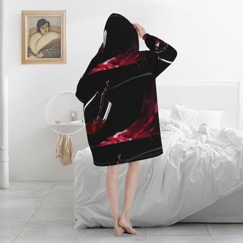 Sweat à capuche en flanelle douce style couverture couleur bordeaux - 5