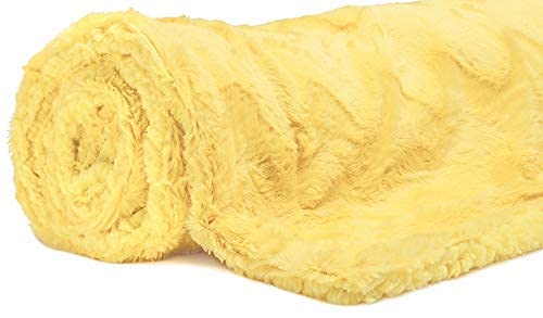 Chanasya Fuzzy Faux Fur Soft Wave Embossed Throw Blanket - Cozy And Warm Lightweight Reversible Sherpa For Couch, Home, Living Room, And Bedroom Décor (50X65 Inches) Yellow #TOP6