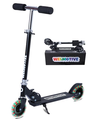 Welmotive Kinderroller mit LED Rädern Klappbarer Scooter aus Aluminium höhenverstellbar Tretroller für Kinder ab 3 Jahren bis 50 kg belastbar Geschenkidee für Geburtstag Weihnachten Schwarz Welmotive Kinderroller mit LED Rädern Klappbarer Scooter aus Aluminium höhenverstellbar Tretroller für Kinder ab 3 Jahren bis 50 kg belastbar Geschenkidee für Geburtstag Weihnachten Schwarz