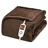 DAILYLIFE Heated Blanket Electric Throw, 72" x 84" Full Size Flannel Heating Blanket with 10 Heat Se