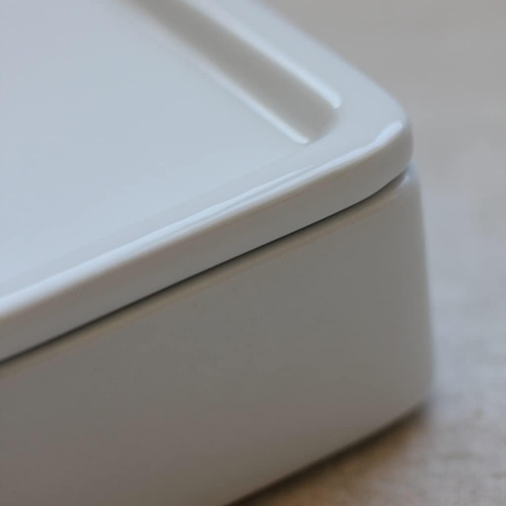Butter Dishes Simple White Ceramic Rectangular Butter Box Ceramic Butter Tray with Lid Butter Container