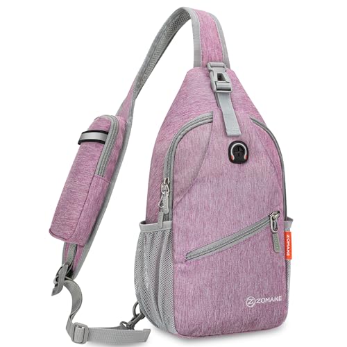 ZOMAKE Sling Bag,Small Crossbody Sling Backpack,Water Resistant Shoulder Daypack for Travel,Anti Thief Chest Bag for Hiking(Light Purple)
