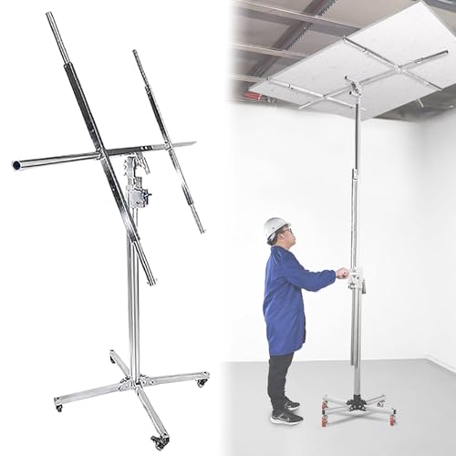 Drywall Lift Panel Hoist Dry Wall Rolling Panel - Safe Panel Hoist Jack Tool Easy Assemble & Operation - Stability Drywall Lift Plaster Board Lifter w/Extendable Arm(H 4m/13.1ft+Telescopic Arm)