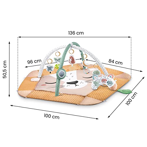 Interaktiv 5in1 Spielbogen Baby Mädchen Junge – Baby Krabbeldecke mit Spielbogen Babies – Baby Spieldecke Play Mat – Activity Decke Spielmatte Baby Schadstofffrei – Löwe Kindermatte XXL Nukido Braun – Bild 3