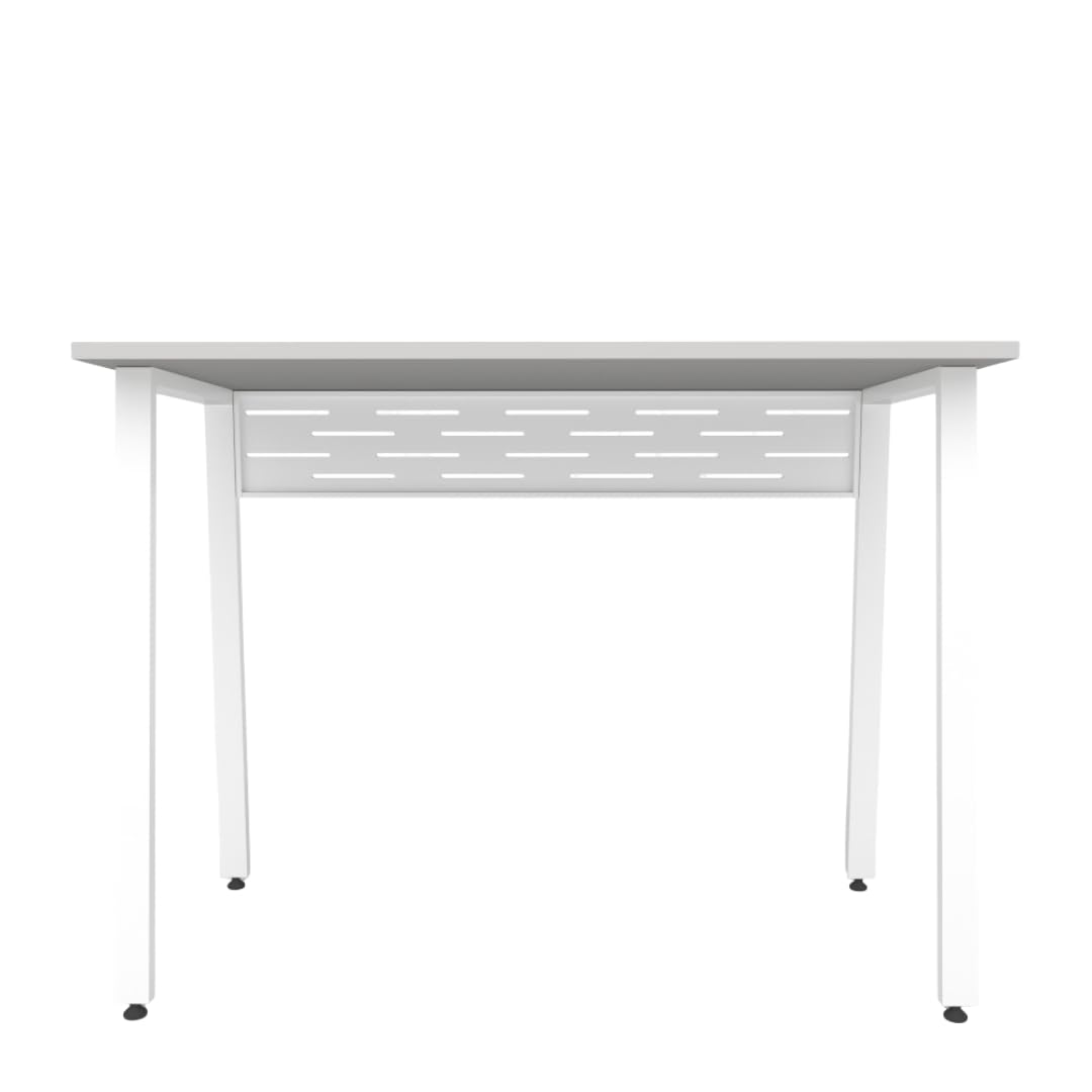 RIGID Metal Computer Desk with Wooden Top and Steel Frame, Modern Sturdy Gaming Desktop, Adjustable Laptop Study Table for Office Home Workstation (White, 50D x 100W x 75H CM)