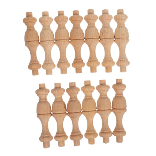 GLEAVI 12pcs Mini Roman Pillars 7.5x1.8cm Solid Hardwood Decorative Wooden Finials for Diy Furniture Craft, Cabinet and Staircase Column Balusters for Home Décor