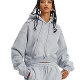 Photo Gallery xinxinio felpa corta con cappuccio in pile | 345gsm oversize da donna cropped top per street style, grigio., m Photo Gallery xinxinio felpa corta con cappuccio in pile | 345gsm oversize da donna cropped top per street style, grigio., m
