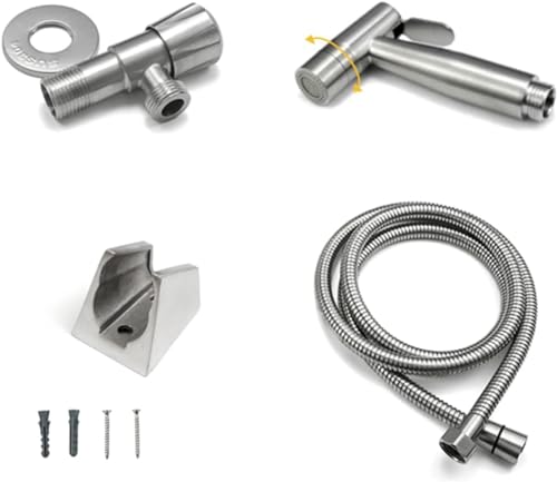 Pulverizador de bidé de mano Compatible with inodoro Pulverizador de pañales de tela de bebé portátil Cabezal de pulverizador de bidé de inodoro de mano cepillado de acero inoxidable con manguera de b