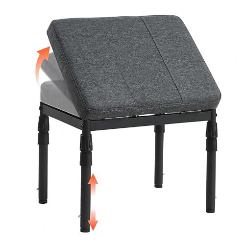 TIOPGHAD Adjustable Ottoman Pouf, 4 Height Position & 60 Degree Tilt Angle Adjustment Footrest Ottomans Footrest Foot Stools Pouffe Footstool for Under Desk for Living Room Home(Carbon Gray)