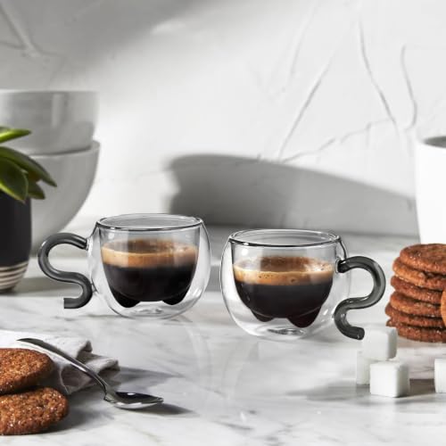 ecooe 130ml Süße Katze Espressotassen Set Glas Doppelwandige Kaffeegläser, Katzentasse Geschenke für Männer, Frauen, Kinder… – Ansicht 5