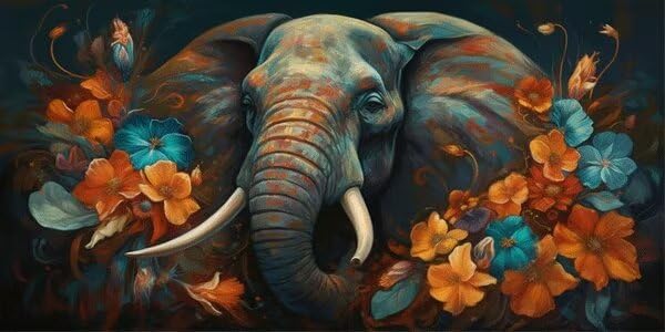 Broderie diamant éléphant abstrait en strass complets et toile premium de 80x160cm