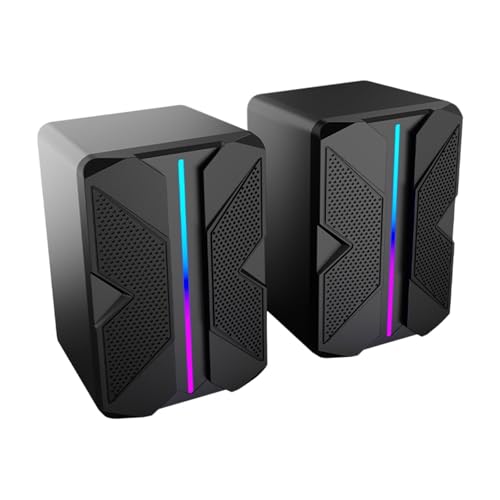 WGBOSMG RGB Gaming Computerlautsprecher mit dynamischen LED Leuchten, USB Stereoanlage, Sound f&uuml;r PCs, Laptops, Desktops