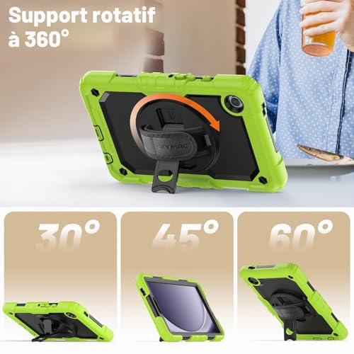 Coque Samsung Galaxy Tab A9 SEYMAC étui vert antichoc 8.7 pouces 2023