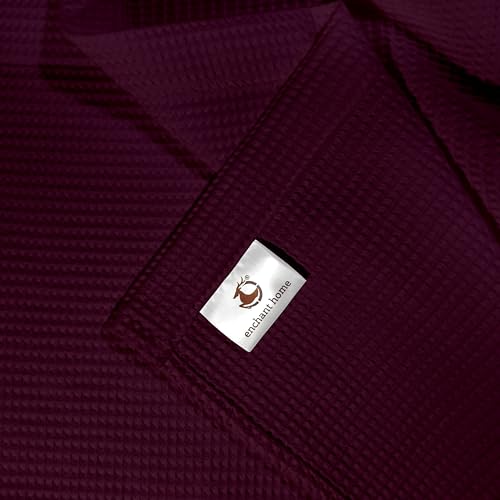 Image of Pure Cotton Waffle Towel | Lightweight | Anti Microbial and Water Absorbent | Soft Touch Quick Drying Hand Towels (Wine, Pack of 4)