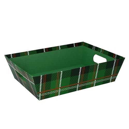Peraga Garden Cesta In Cartone Verde Scozzese Rettangolare 38X27H7Cm