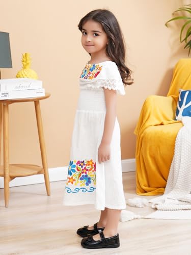 Image of Mexican Dress for Girls Traditional Vestidos Mexicanos Cinco de Mayo Embroidered Dresser Toddler Kids