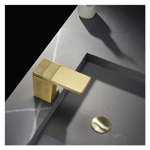 Grifo monomando de baño para eliminar salpicaduras en lavabo con latón de oro cepillado 7