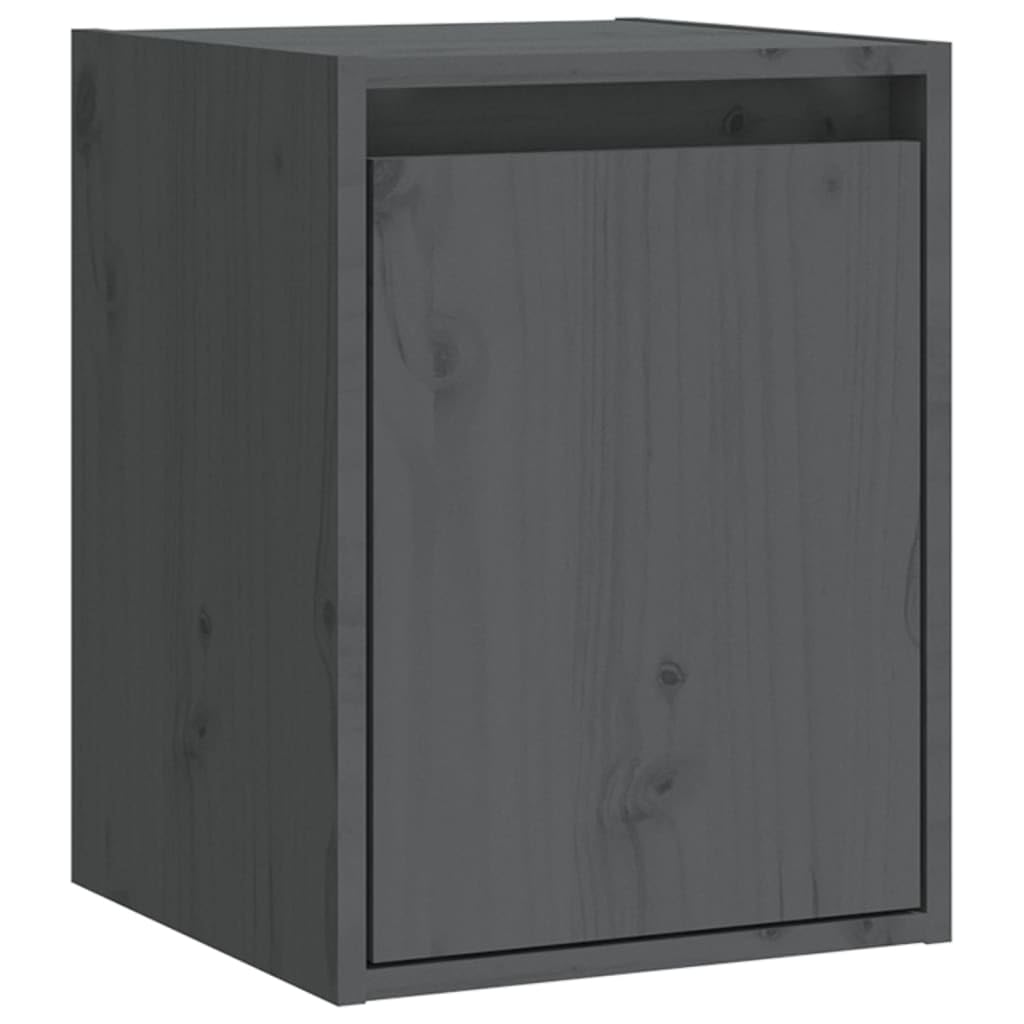 Massivholz Kiefer Wandschränke 2 STK. Grau 30x30x40 cm, Hängeschrank als TV-Schrank nutzbar, dekorativer Schwebeschrank für Bücher und Ornamente, pflegeleicht mit feuchtem Tuch