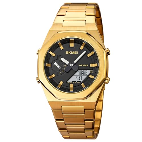 Image of SKMEI Stainless Steel Men Analog Watch Dual-Display Electronic Watch with Luminous 30M Waterproof Watch Fashion Multifunctional Sports Watch for Men- 1816
